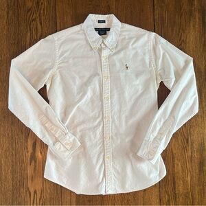 Ralph Lauren Women’s Slim Fit Oxford Button Down Shirt in White size 6